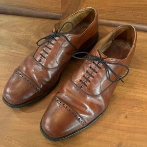 Allen Edmonds Byron Straight Tip Shoes Brown leather Made in USA Size 10D Men's